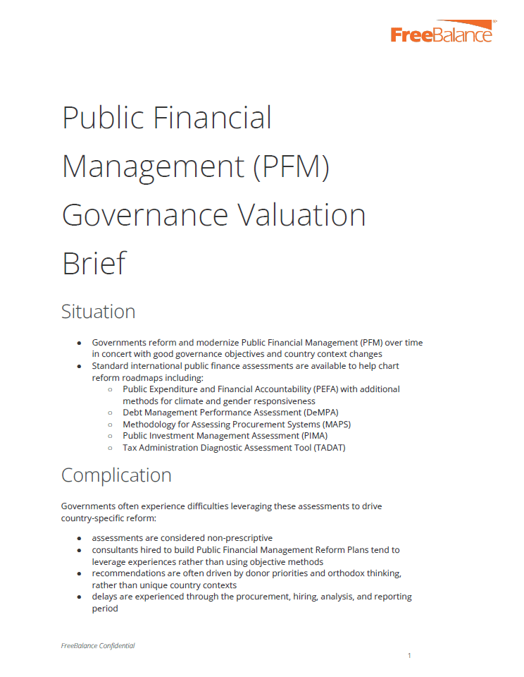 Public Financial Management Governance Valuation